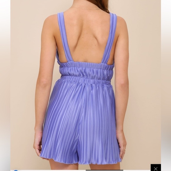NWT Women’s LULU’s Upgraded Nights Periwinkle Plisse Sleeveless Romper- Size S - Picture 2 of 6